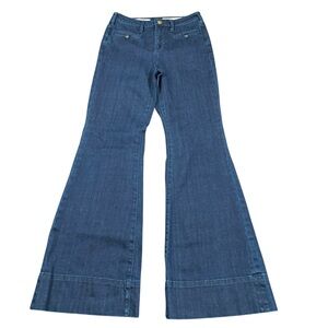 Pilcro Supercrisp Flared Jeans Size 27 Dark Wash High Rise Denim